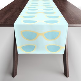 Yellow and blue retro sunglasses Table Runner