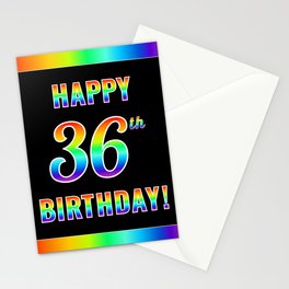[ Thumbnail: Fun, Colorful, Rainbow Spectrum “HAPPY 36th BIRTHDAY!” Stationery Cards ]
