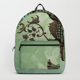 Cute  owl, green diamond Backpack