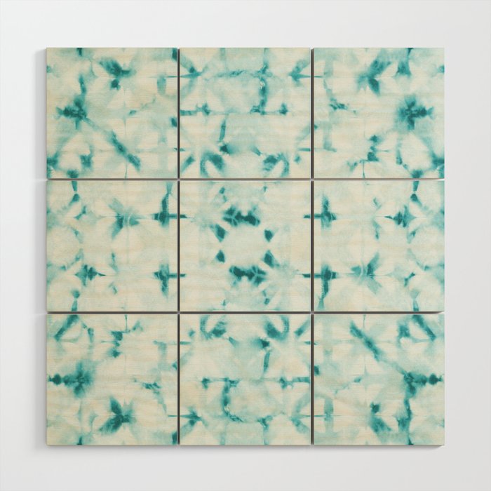 White and turquoise water spots Wood Wall Art