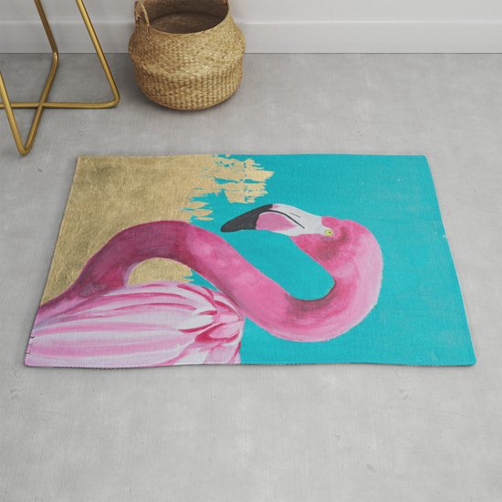 Pink Flamingo Flamingo Painting Flamingo Wall Decor Gold Leaf