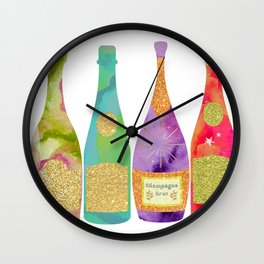 Champagne Bottle Parade Wall Clock