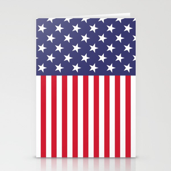USA Red White and Blue Stars and Vertical Stripes American Flag Stationery Cards