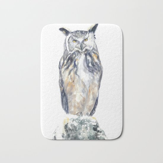 A Serious Owl Bath Mat