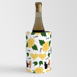 Yellow Rose and Cats Wine Chiller