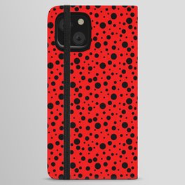 Ladybug style - scarlet red background and black polka dots iPhone Wallet Case