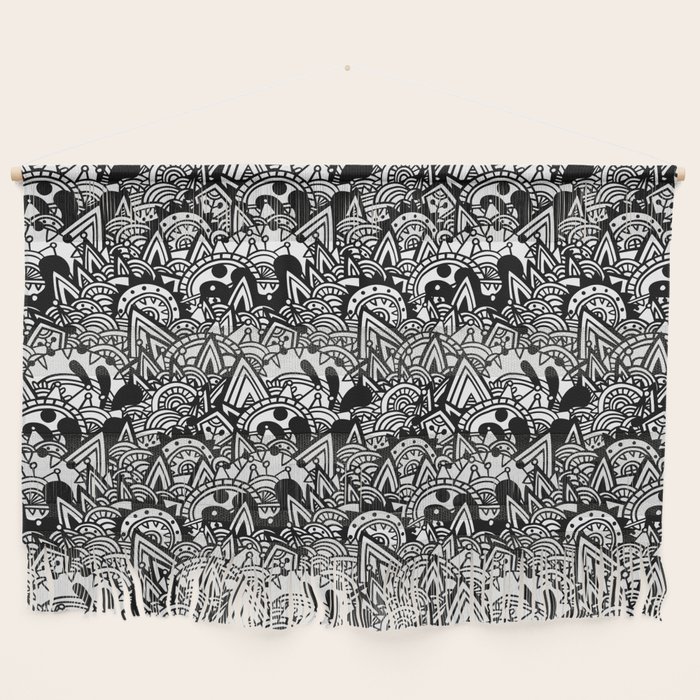 Black White Mayan Fantasy Wall Hanging By Sofyadushkina Society6
