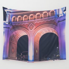 Mexico Photography - Historical Archway Lit Up In The Night Wall Tapestry