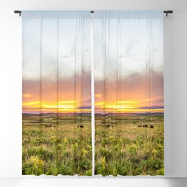 Tallgrass Prairie - Sunset and Bison on the Plains Blackout Curtain