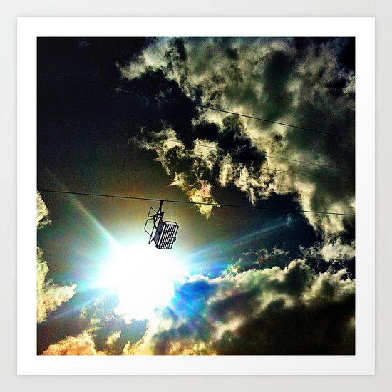 Ski in the Sky Art Print