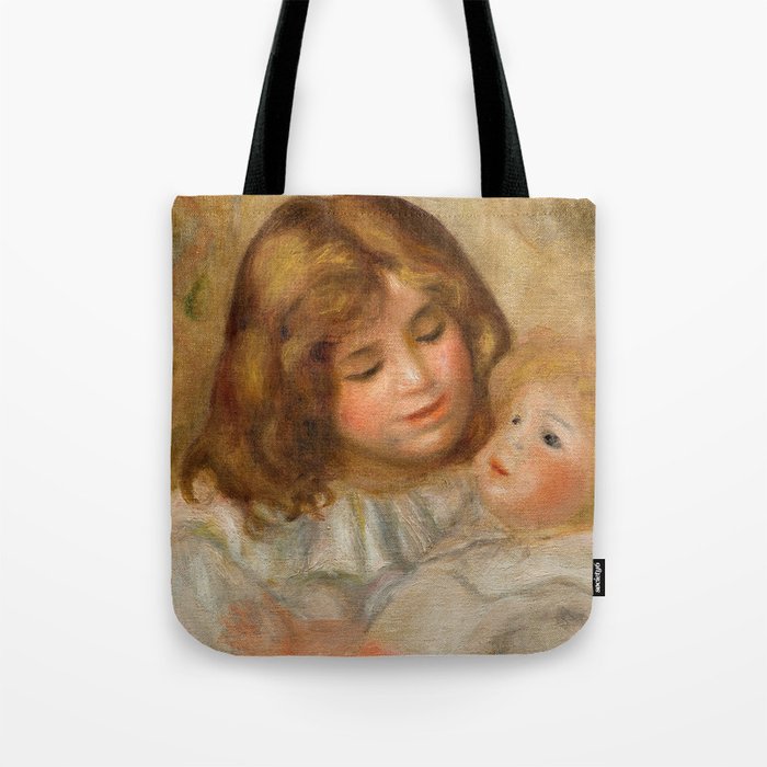 Little Girl with her Doll by Pierre-Auguste Renoir Tote Bag