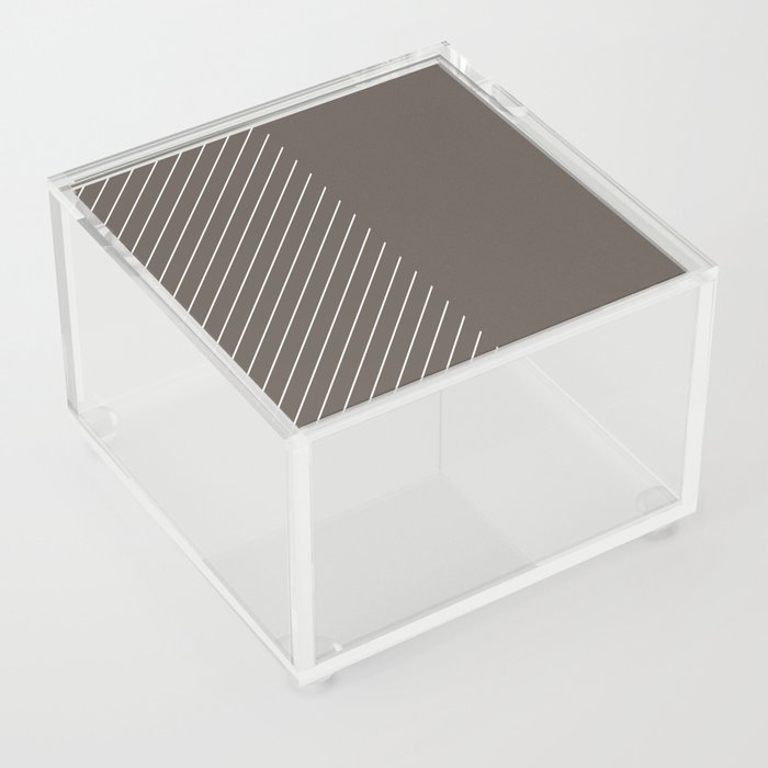 Elegant Thin Stripes and Paper Texture Noise Texture Brown White Acrylic Box