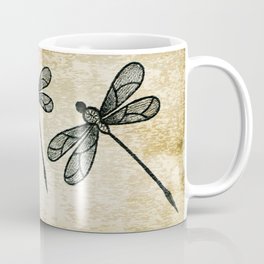 Dragonflies on tan texture Coffee Mug