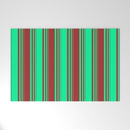 [ Thumbnail: Green & Brown Colored Striped/Lined Pattern Welcome Mat ]