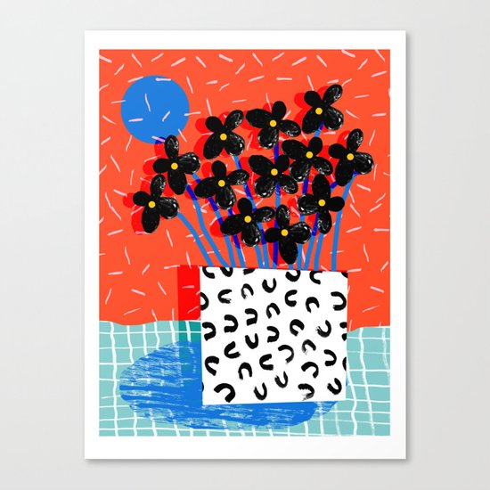 Ay Oh - abstract minimal still life florals patterns memphis throwback retro grid pattern Canvas Print