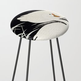 White Chinese Geese Swimming by Reeds by Ohara Koso Counter Stool