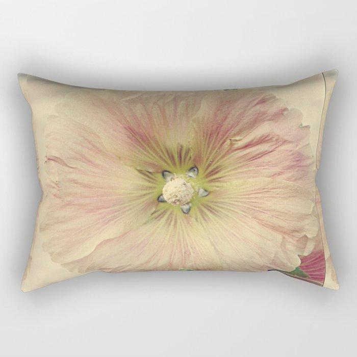 Pink HollyHock Flower Rectangular Pillow