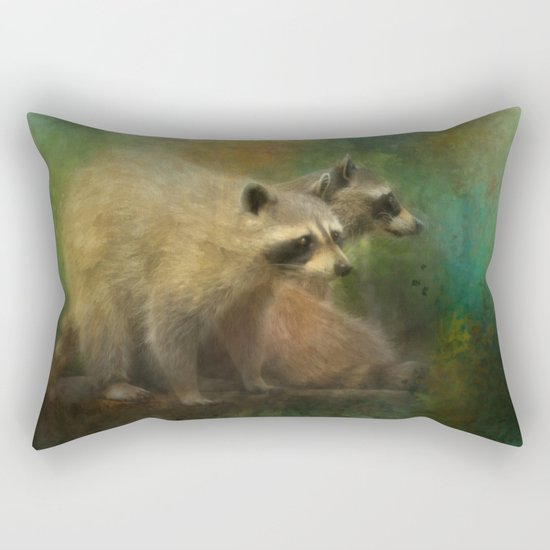 Raccoons Waiting for Nighfall Rectangular Pillow