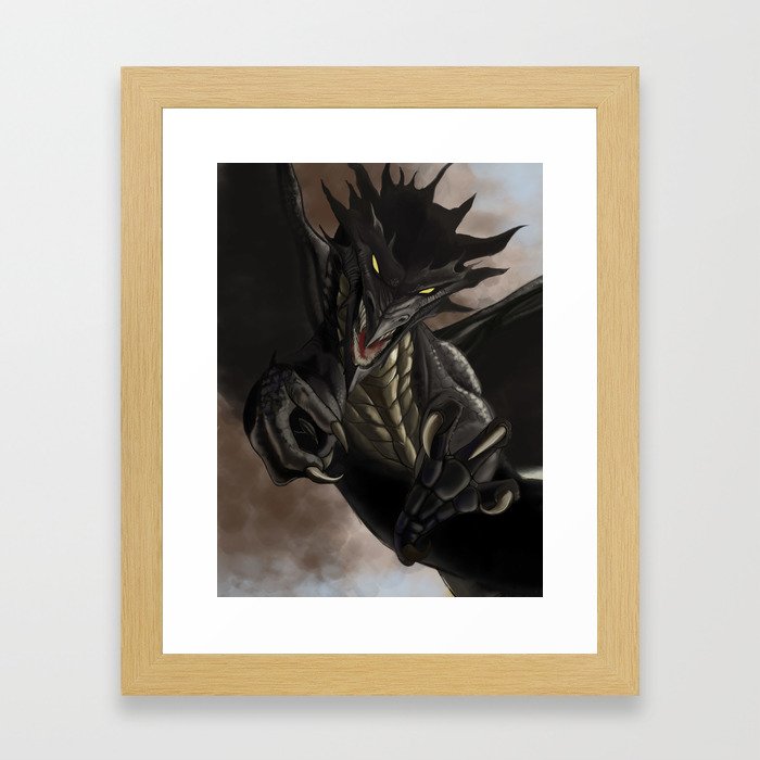 Black Dragon By Ariesbrush Framed Art Print