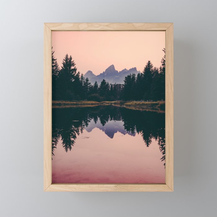 Pink Teton Sunset Framed Mini Art Print