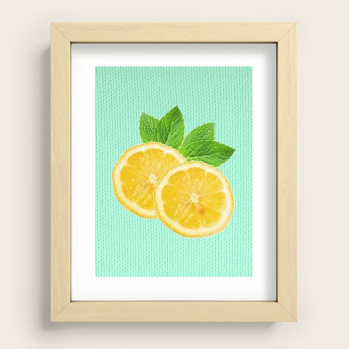 Lemons and Mint Recessed Framed Print