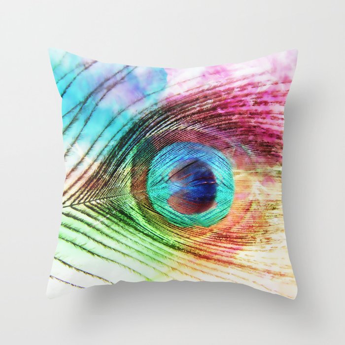 Peacock Feather Throw Pillow