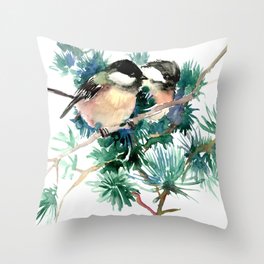 Chickadees in the Woods Throw Pillow
