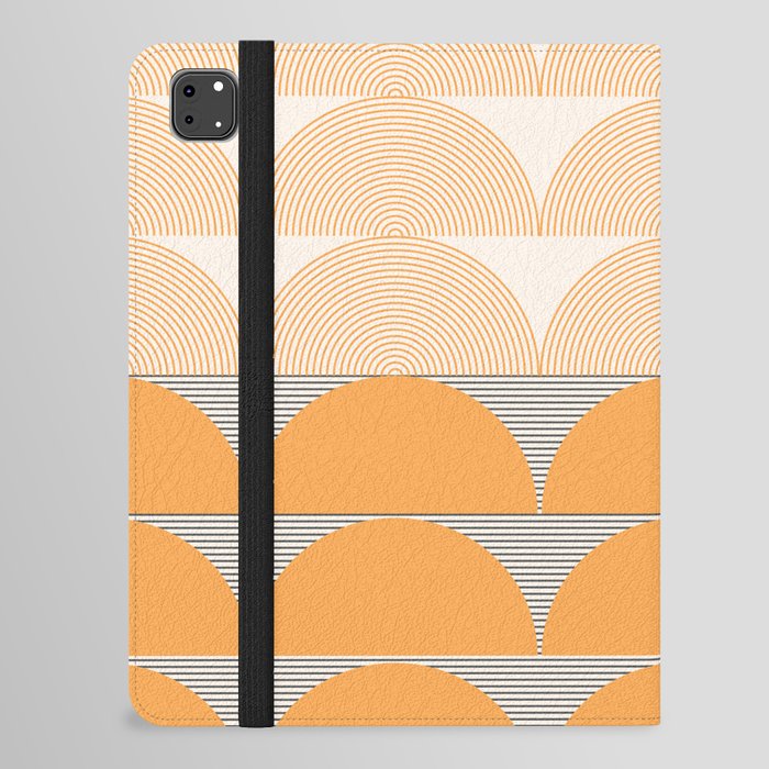 Geometric Lines Design 18 in Shades of Yellow Gold Black (Sunrise and Sunset) iPad Folio Case