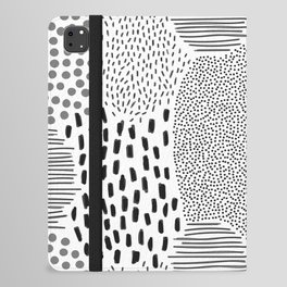 Abstract black and white pencil doodle pattern iPad Folio Case