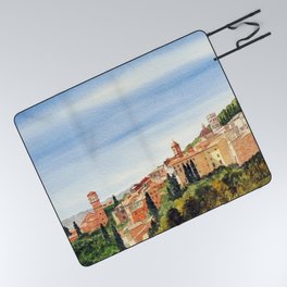 Assisi Italy with Basilica Of San Francesco Picnic Blanket