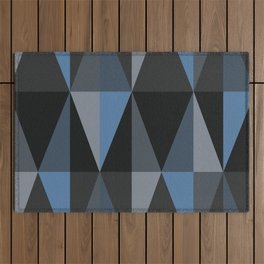 MidCentury Modern Triangles Dark Blue Outdoor Rug