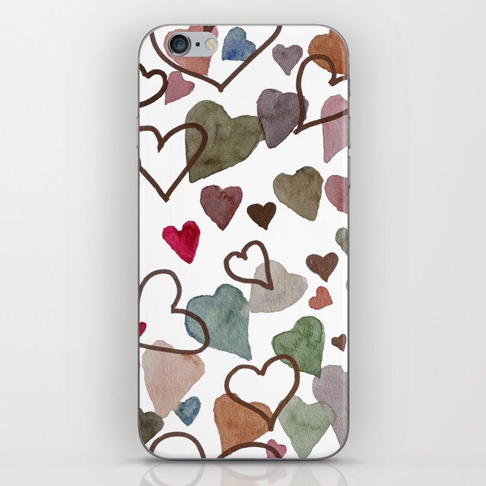 Watercolour Hearts iPhone Skin