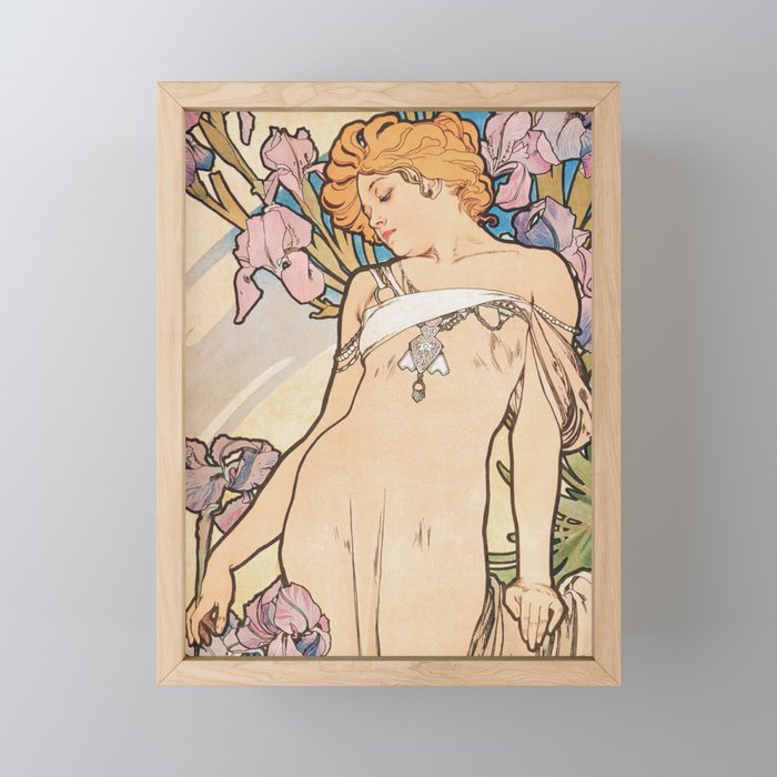 Alphonse Mucha Iris - Flower Series Framed Mini Art Print
