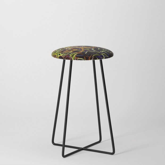 Yellow Abstract Diffraction Counter Stool