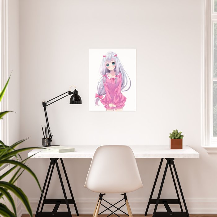 Anime Girl White Card Poster Living Room Posters Paper Wall Sticker Chambre  Poster Cafe Decoration Salon Poster Bedroom Painting