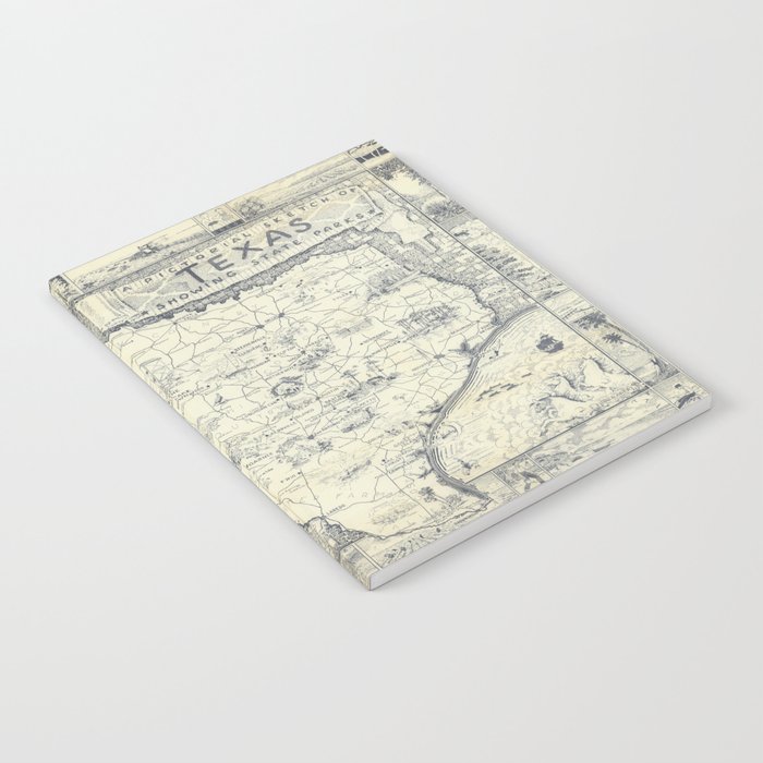 A pictorial sketch of Texas-Old vintage map Notebook