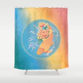 Koi with Lotus Shower Curtain