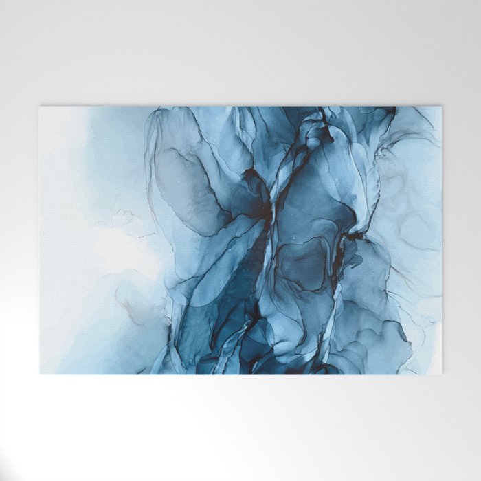 Deep Blue Flowing Water Abstract Painting Welcome Mat By Elizabethschulz Society6