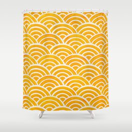 Japanese Seigaiha Wave – Marigold Palette Shower Curtain