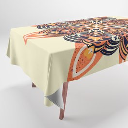 Orange and navy flower mandala Tablecloth