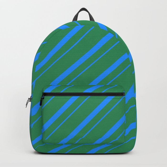 Sea Green & Blue Colored Striped/Lined Pattern Backpack