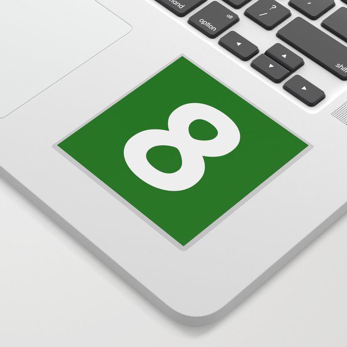 Number 8 (White & Green) Sticker