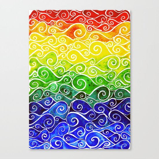 Rainbow Water Waves Canvas Print