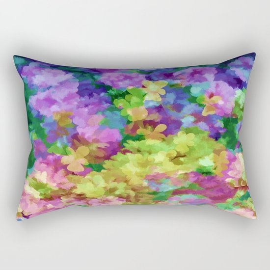 Watercolor Garden Flowers Rectangular Pillow