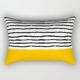 Watercolor Lines Yellow Black Rectangular Pillow