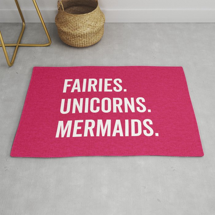 Fairies Unicorns Mermaids Girly Fantasy Cute Quote Rug