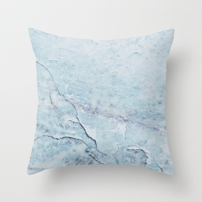 Light Blue Marble Throw Pillow
