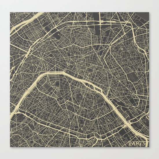 Paris Map Canvas Print