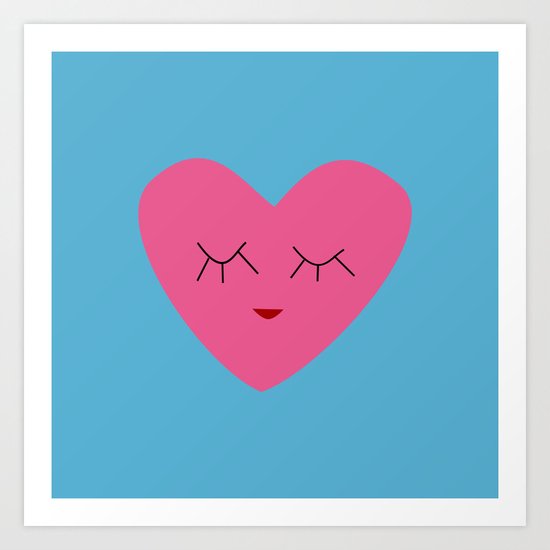 valentines heart blue Art Print