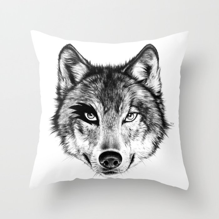The Wolf Next Door Throw Pillow
